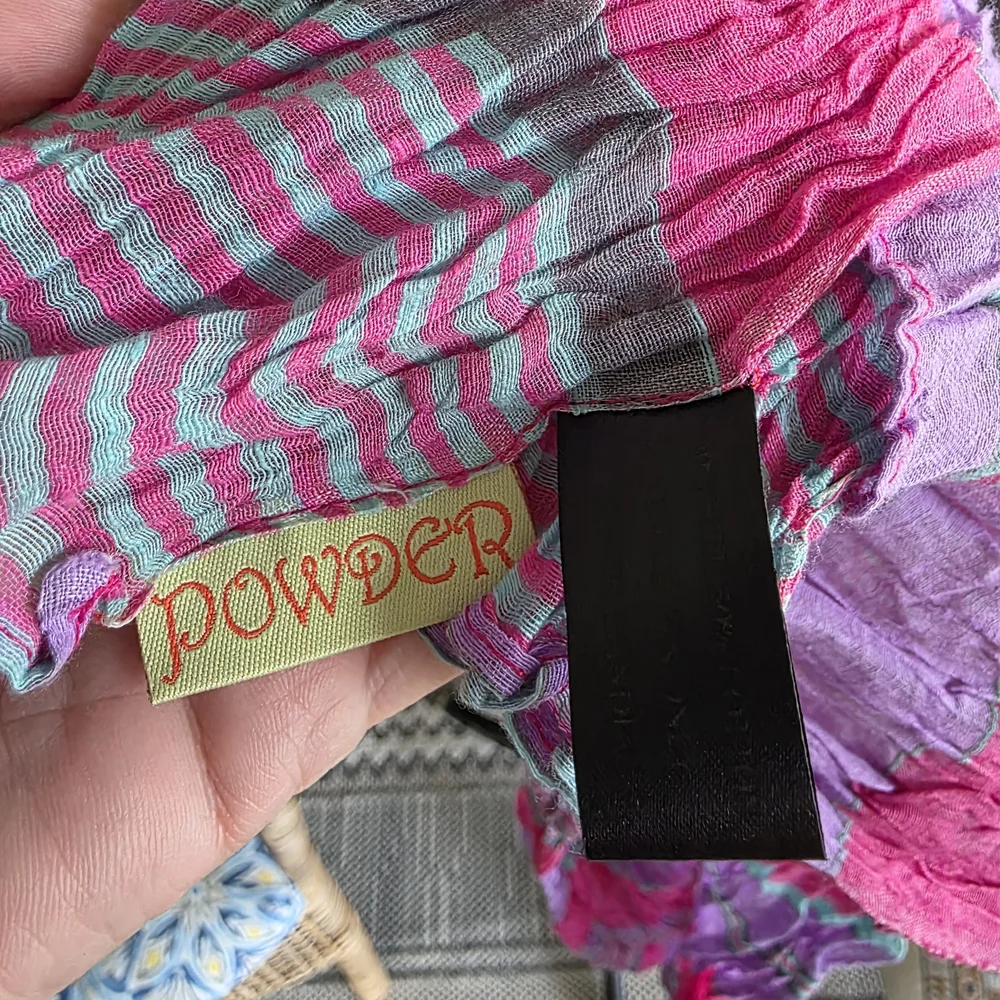 Vintage Y2K Feminine Long Scarf Powder Brand Pink and Purple Striped Silk Cotton